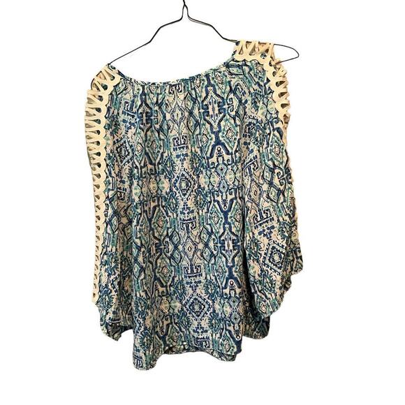 Zac & Rachel Top Women's Large Blue Printed 100% Polyester Long Sleeve Pullover - Picture 2 of 7